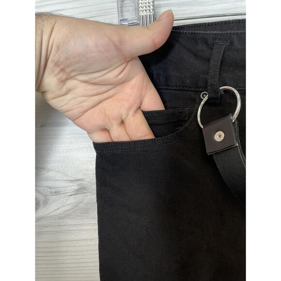 HT Denim Jeans Womens 9 Black Hi-Rise Super Skinny O-Ring Strap Triple Button - Picture 3 of 10